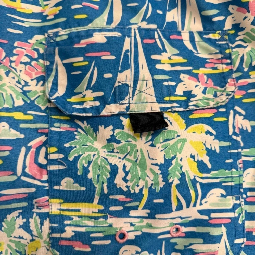 Vineyard Vines Chappy 7” Blue Tropical Sail Lined Swim Trunks Pockets Sz Xl